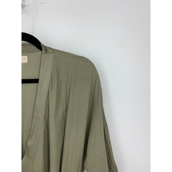 Uma and Leopold Uma Maxi Kaftan Dress Women's Sz Small Light Olive Green V-Neck - Picture 2 of 7